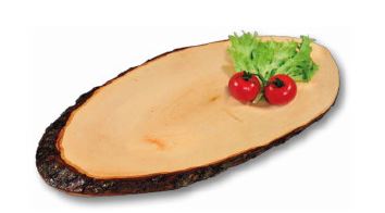 TABUA OVAL 39X16X1.5CM MADEIRA E CASCA#